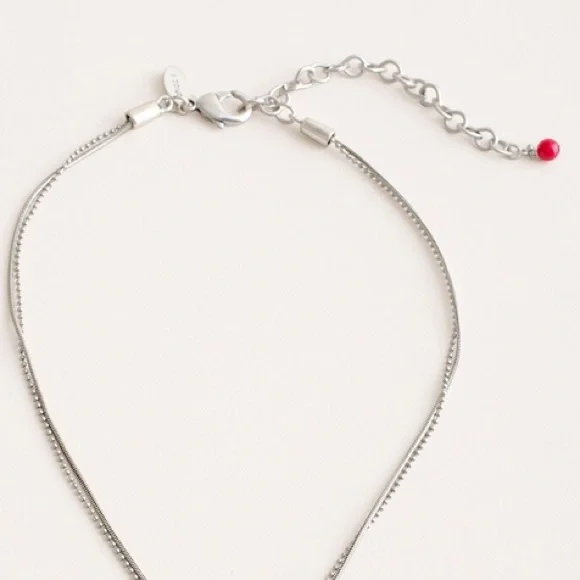 Chicos Cherry Red/Silver Toned Rebecca  Pendant Necklace Exclusively For Chicos - Picture 5 of 12